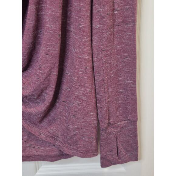 Athleta Womens Twist Front Plunge Hooded Pullover Top Burgundy Size XSmall - Picture 2 of 7